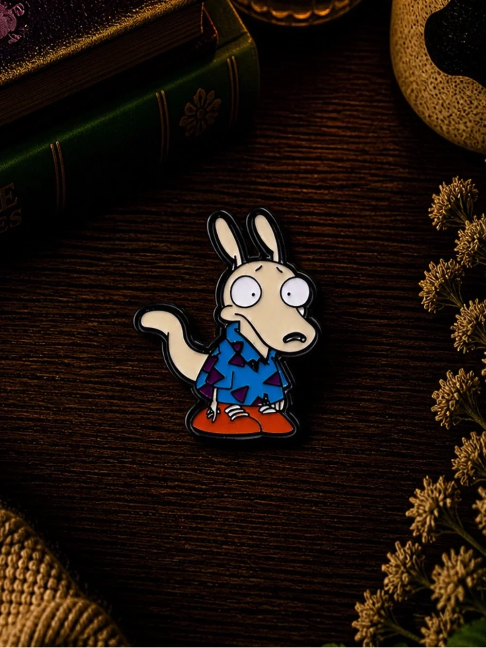 Enamel Pet Character Pin - Blue Shirt with Orange Shoes